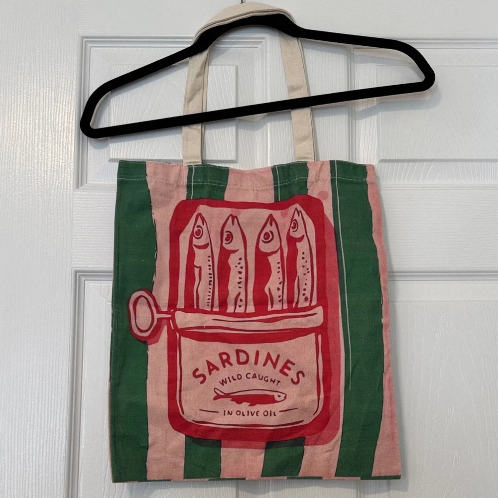 Striped Sardines Canvas Tote Bag - Picture 6 of 8